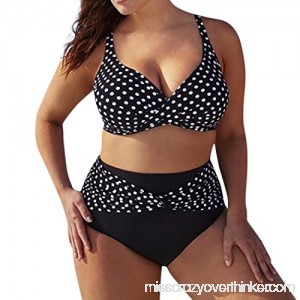 one day Womens Plus Size Vintage Underwire High Waisted Swimsuit Two-Piece Bathing Suits Polka Dot Bikini Black B07BQRPJRL